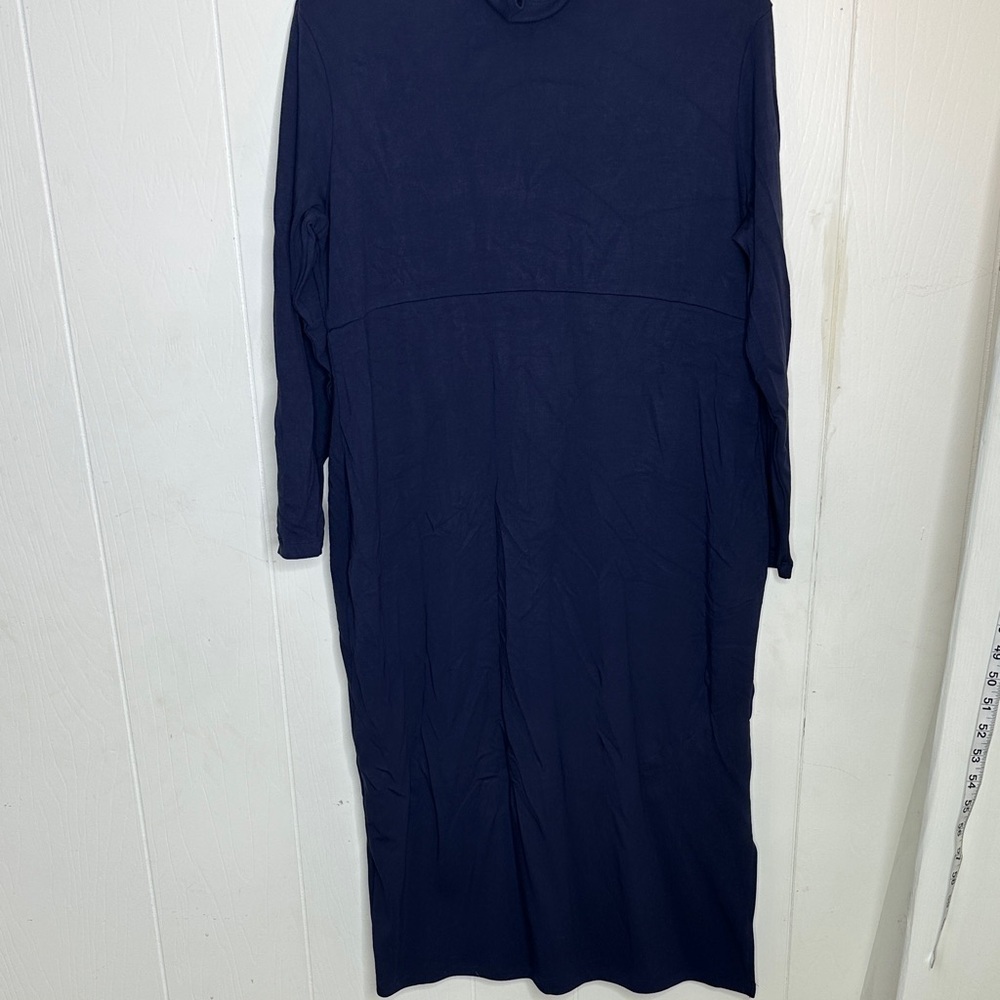 Women with Control Elegant Long Sleeve Blue Dress - Picture 3 of 11